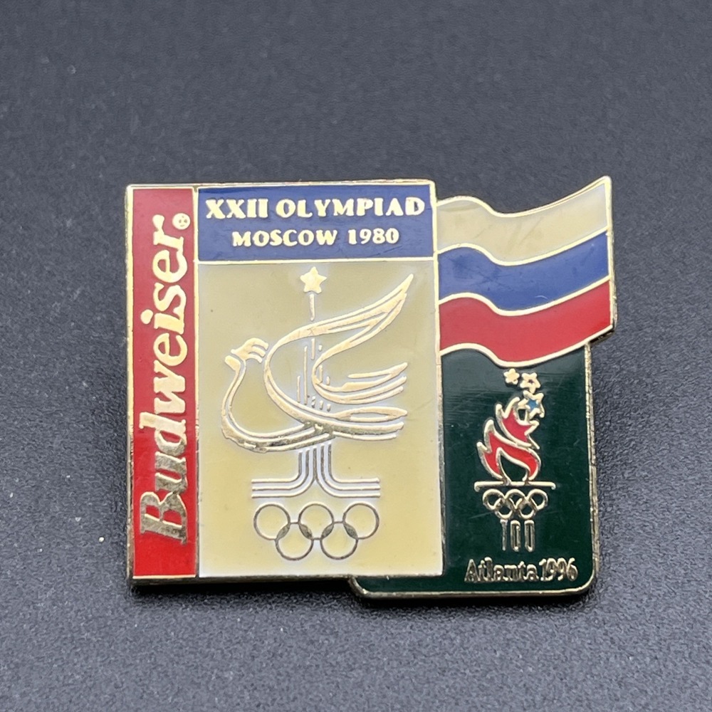 1996 Atlanta Olympics XXII Olympiad‎ Moscow Russia Flag Budweiser Lapel Hat Pin
